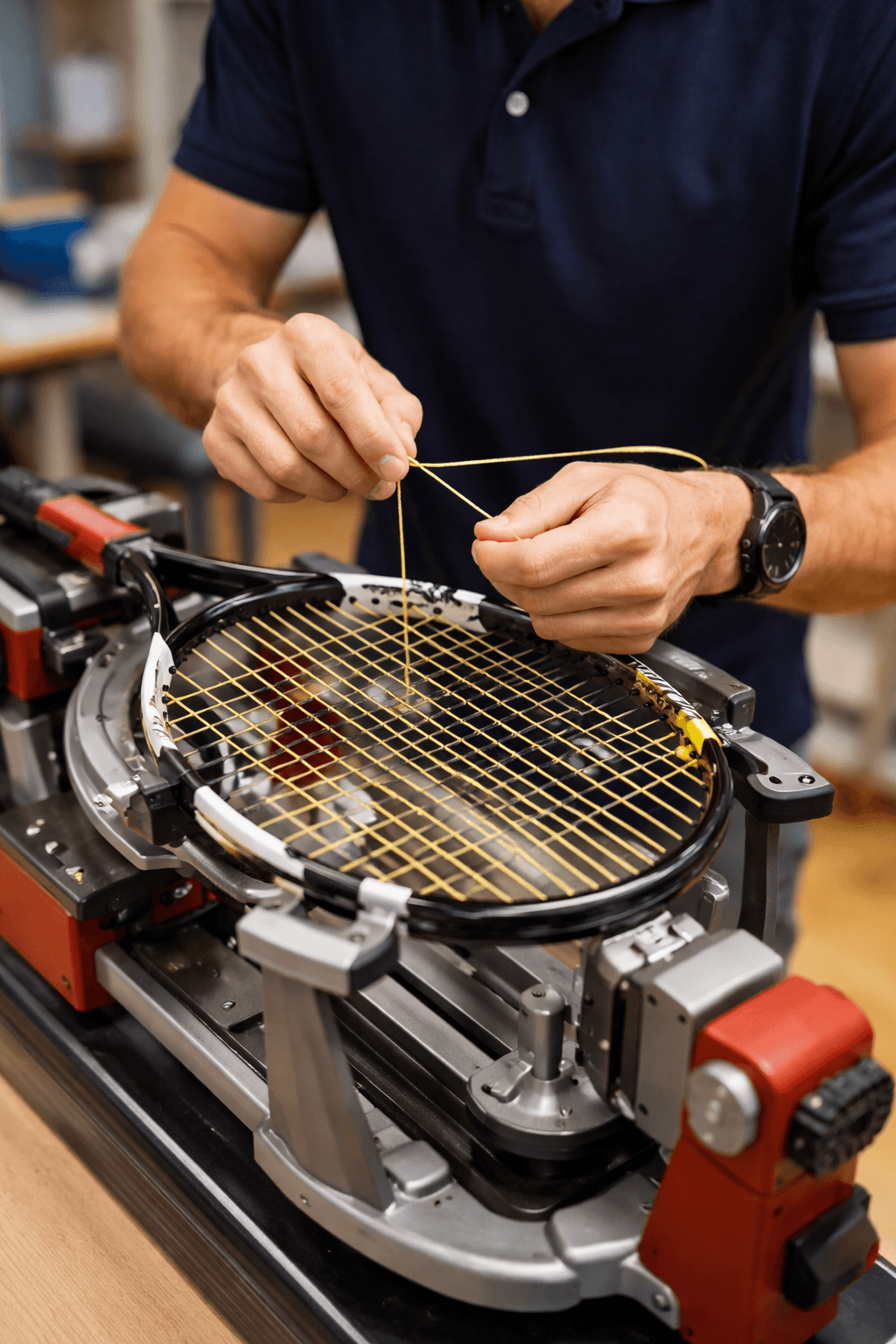 Professional stringer at work